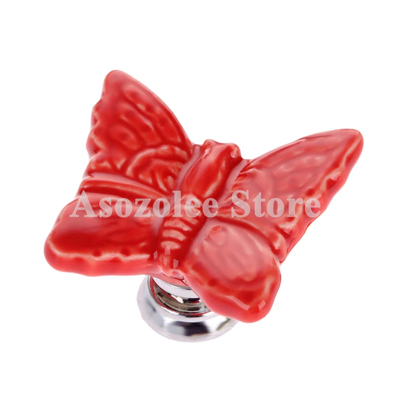 فراشة الأطفال غرفة السيراميك الباب المقابض لطيف خزانة مجلس الوزراء التأثيرات دولاب درج خزانة مقبض شحن مجاني