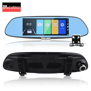 

7 inch Touch screen dual lens car camera rearview mirror auto dvrs cars dvr video registrator full hd1080p night vision dash cam