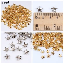 100 unids/lote 10mm remaches de estrella de Metal botones dorados y plateados DIY adornos para álbum de recortes zapatos hechos a mano Cierre de bolsos, broches, decoraciones