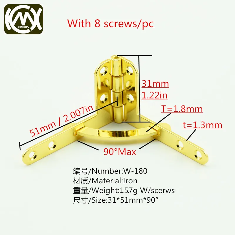 10pc 31mm*51mm 90 degree jewelry box hinges Wood box hardware