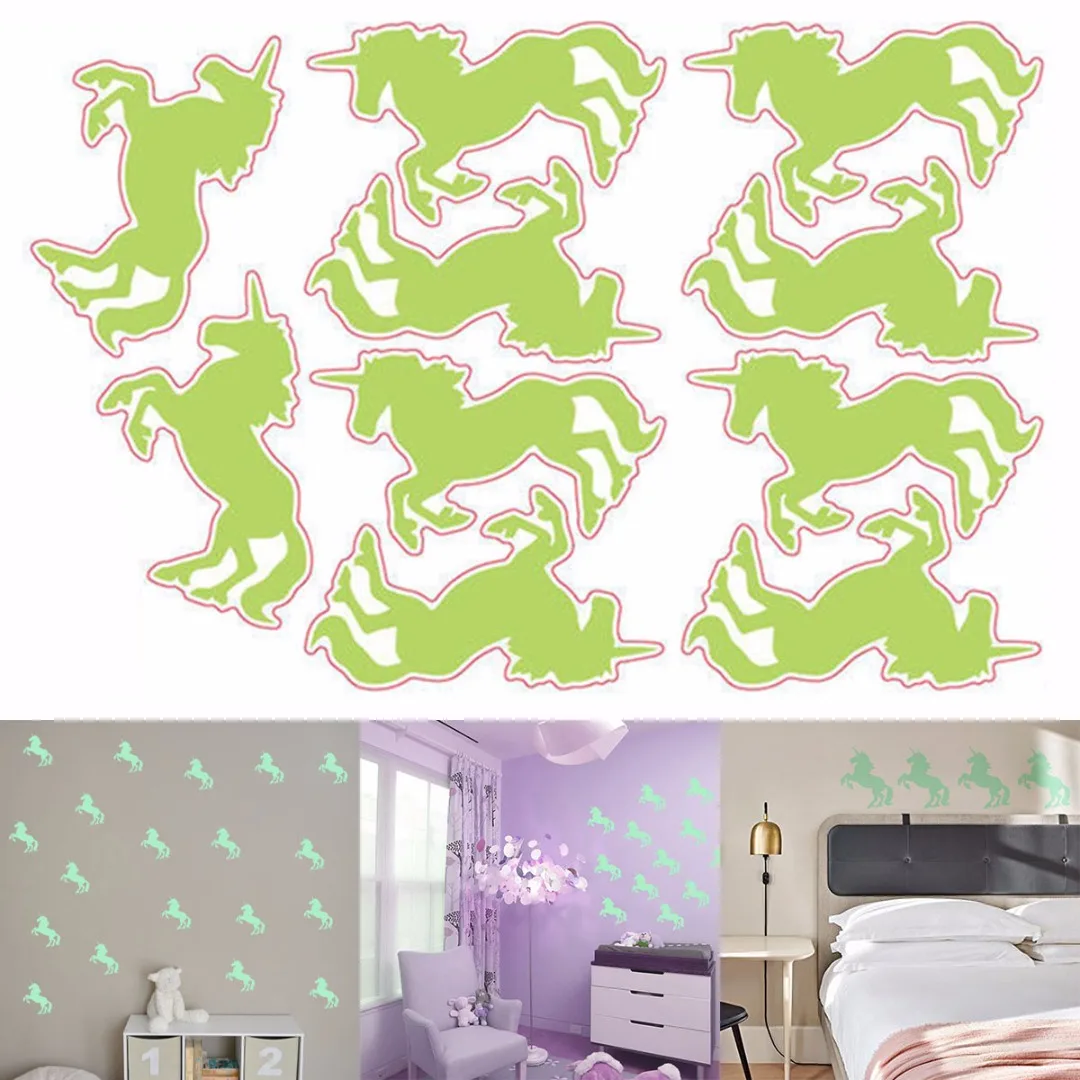 Vinyl Glow In The Dark Unicorn Decal Art Mural Home Room Decor Ceiling Wall Sticker