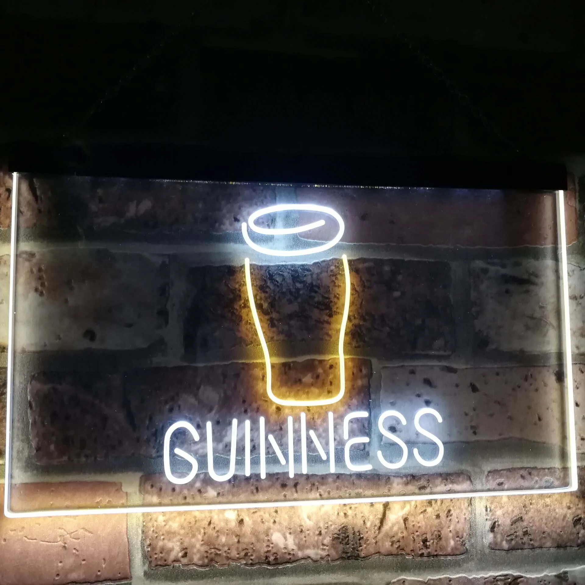 Стеклянный пивной бокал Guinness декор для бара двухцветный светодиодный неоновый