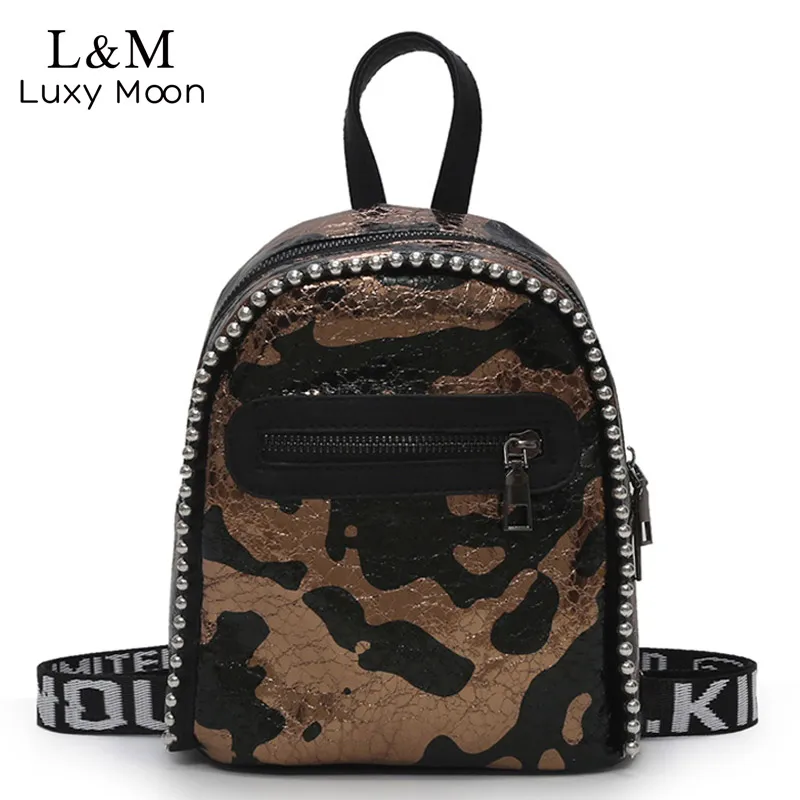 

Glitter Women Backpack Small Fashion Rivets Mini Backpack For Teenager Girls Female Shoulder Bag Letter Travel Bags 2018 XA540H