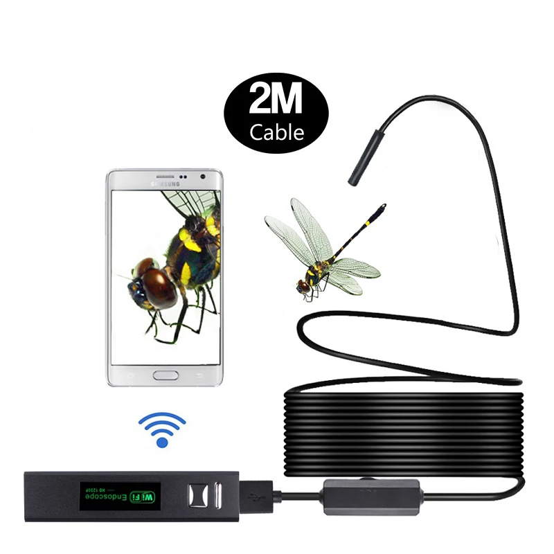 

F150 2m soft cable wireless endoscope camera wifi hd1200P camera waterproof usb snake inspection camera borescope camera