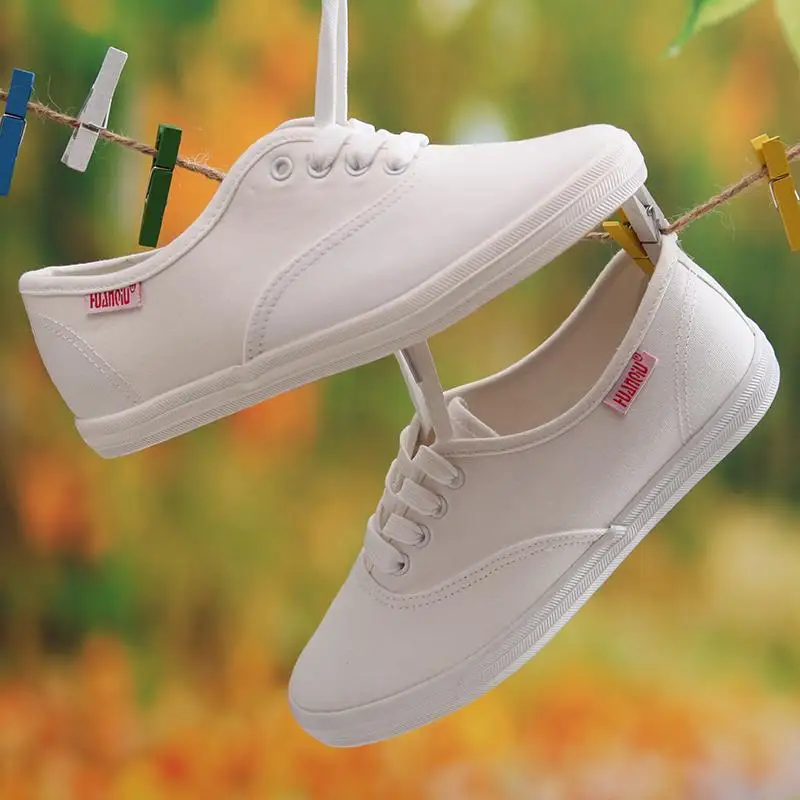 Women shoes brand new white canvas shoes female spring and summer white ...