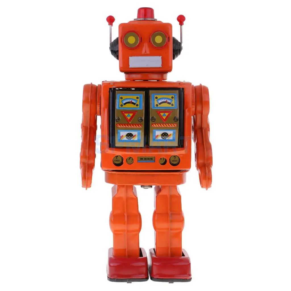 Ретро Винтаж на батарейках механический ходячий электрон жестяной робот игрушка коллекционные вещи детские игрушки для детей и взрослых подарки - Цвет: Orange