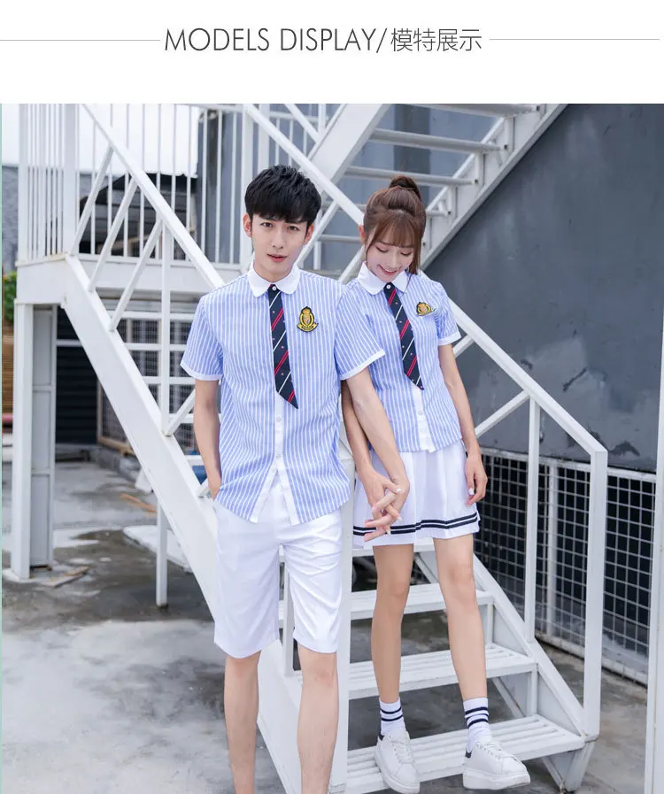 Школьная форма комплект 2018 Новый стиль лето британский стиль с коротким-футболки с рукавами + юбка dj темно-униформа из двух частей