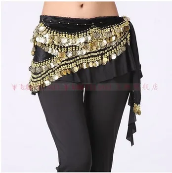 

New style Belly dance costumes velvet gold coins belly dance hip scarf for women belly dancing belts