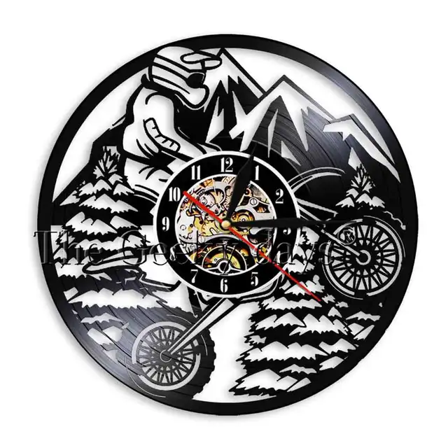 Motocross Bike Wall Clock Boy Room Home Decor Dirt Bike Vinyl Record