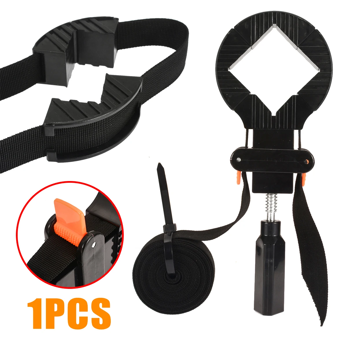Black Adjustable Rapid Corner Clamp 4 Jaws Band Strap Frame Holder Picture Photo Frame Drawer Corner Woodworking Tools Supplies