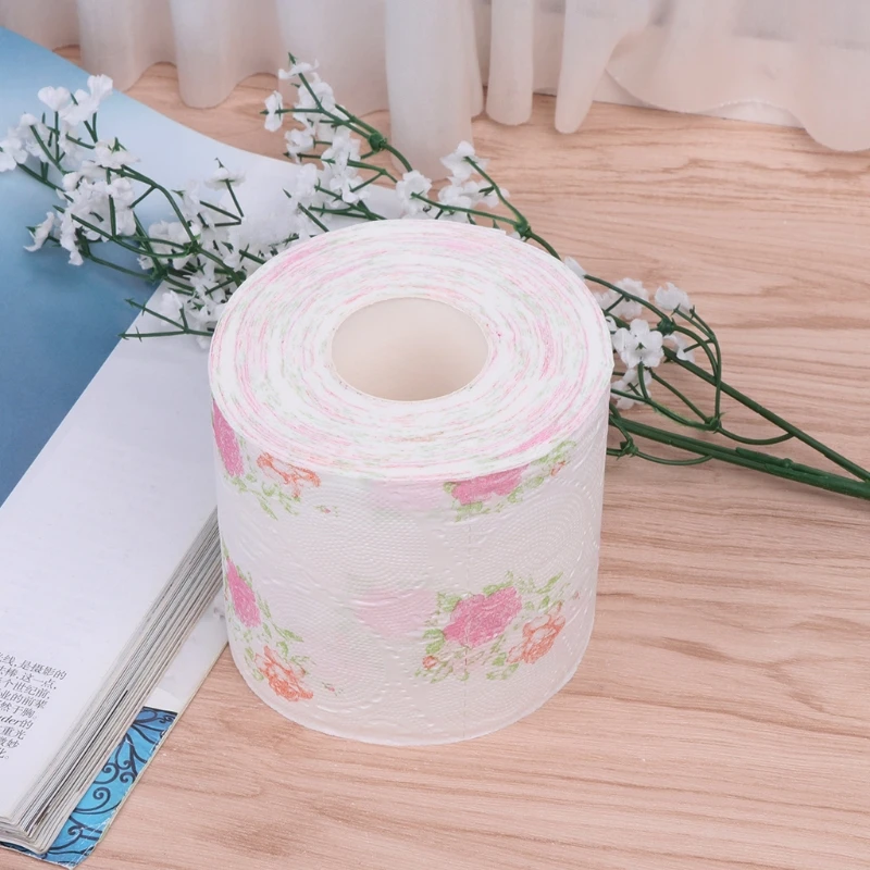 Цветочный туалетный рулон бумажных салфеток для ванной комнаты, новинка, забавная туалетная бумага, подарок из древесной массы