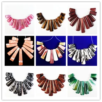 

11pcs Carved mixed stone pendant bead set yl041803