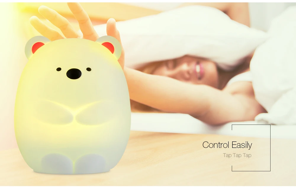 JM - 03 LED Rechargeable Silicone Bear Night Light Tap Control for Bedroom Living Room