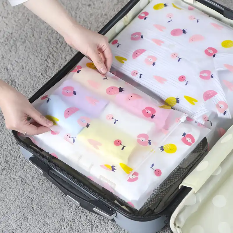 Fruit Pattern Clear Plastic Storage Bag Ziplock Travel Bags Zip Lock Valve Slide Seal Ng Pouch For Cosmetic Clothing