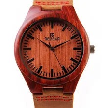 2016 red sandal wood font b watch b font new relogios masculino de luxo genuine leather