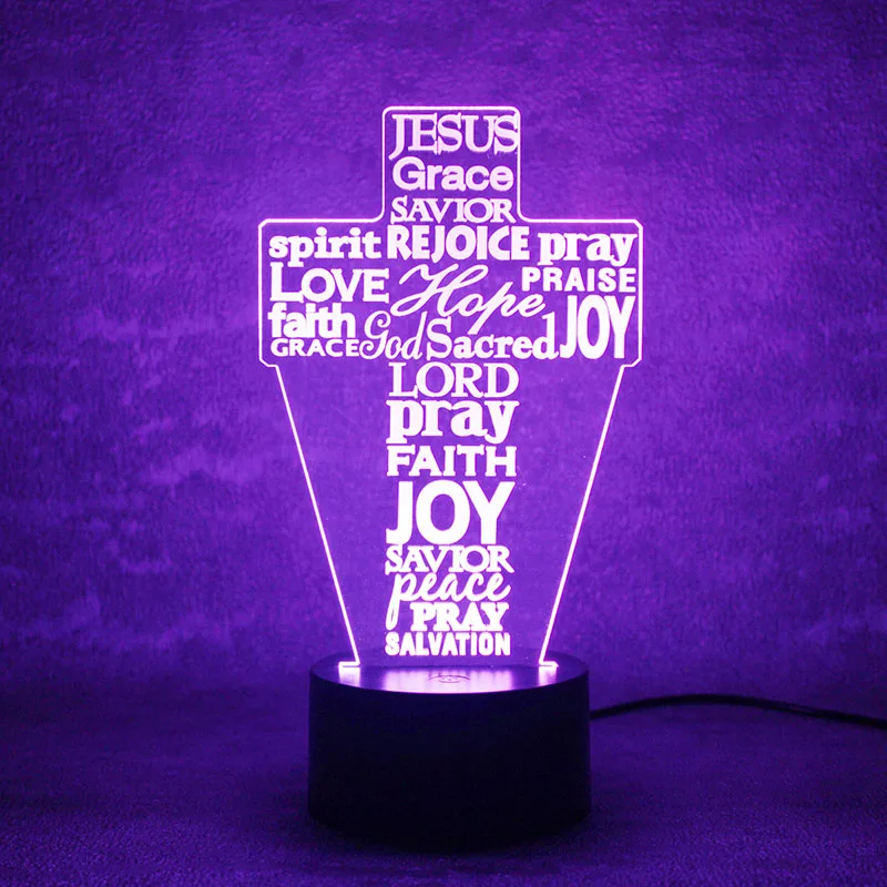 Luzes da Noite cruz letras 3d lâmpada usb Large Order : Contact us For More Discount