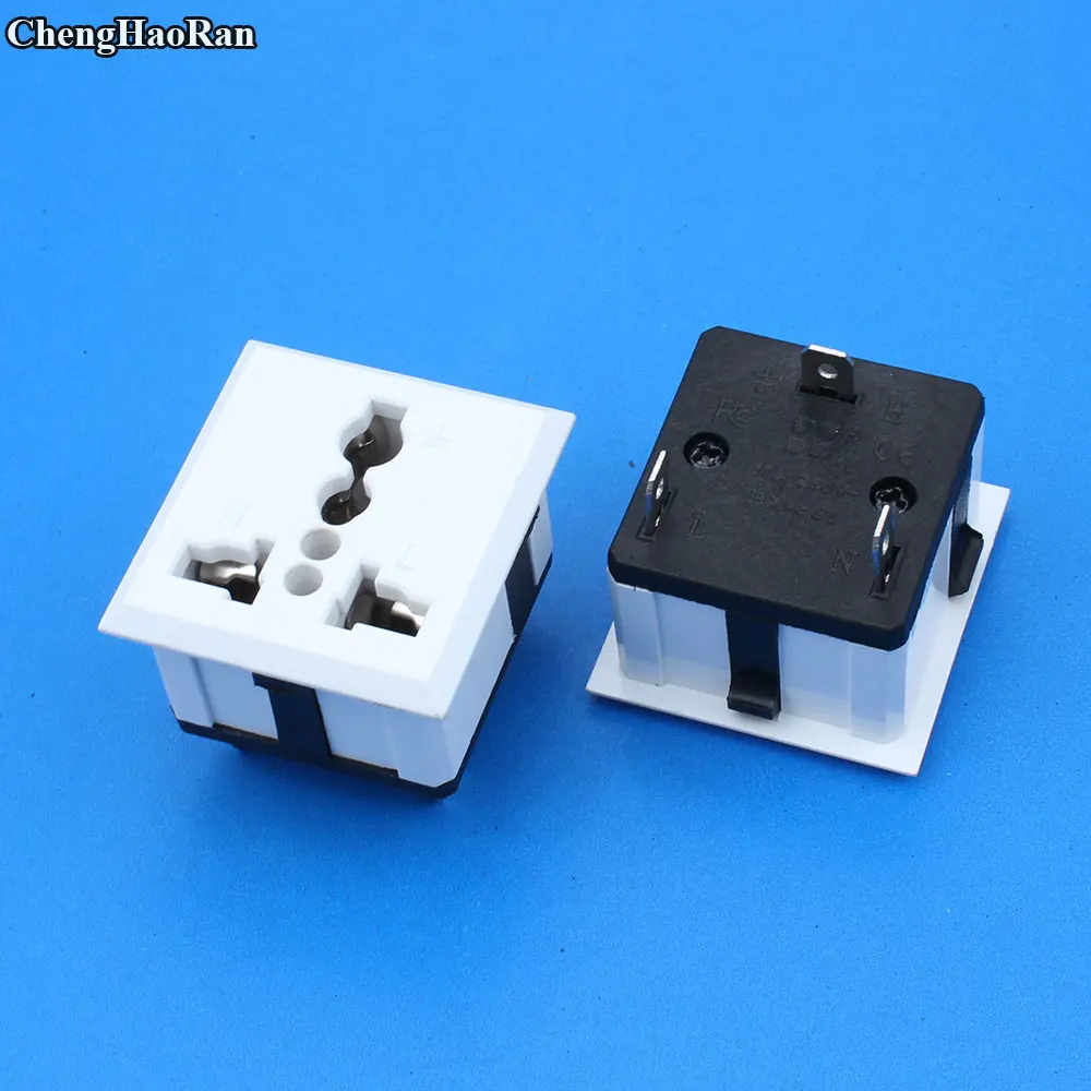 ChengHaoRan Hot AC embedded three-pin power socket three hole card chassis cabinet black three-plug CE environmental protection |