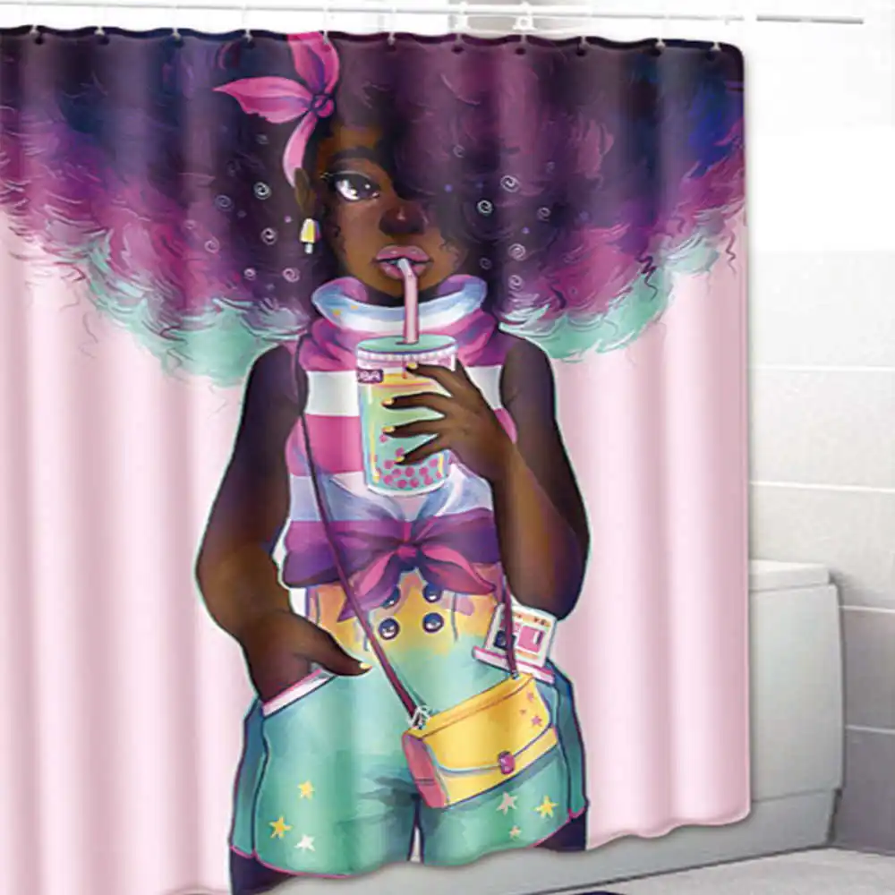 Картина маслом для девочек, водонепроницаемый декор для ванной комнаты, занавеска для ванной, нескользящий фланелевый ковер для туалета, коврик для ванной, набор занавесок для душа - Цвет: 1pc shower curtain