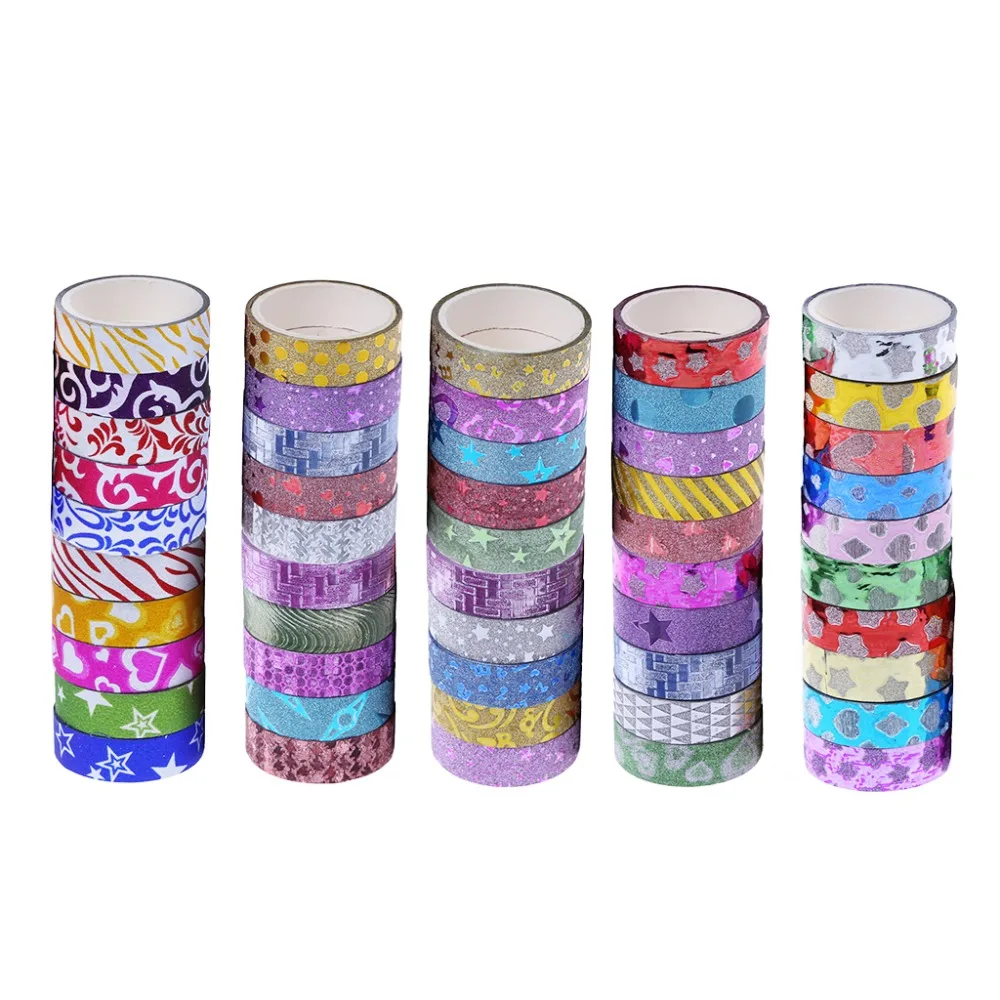 

10 x Glitter Washi Tape Masking DIY Scrapbook Decorative Paper Adhesive Sticker