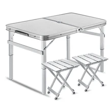 Портативный стол для отдыха на открытом воздухе, складной многофункциональный походный стол с ручкой, светильник, набор из стола и стульев, принадлежности для барбекю