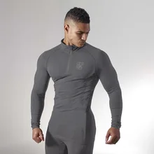 Спортивная футболка с длинным рукавом, мужские футболки для бега с половинной молнией, уличная тонкая футболка для фитнеса, тренажерного зала