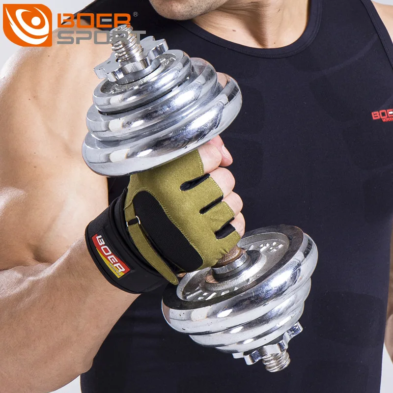 

2017 Gym Fitness Gloves Men Weight Lifting Bodybuilding Gloves for Barbell Dumbbells Workout Home Gym Weightlifting HJ20