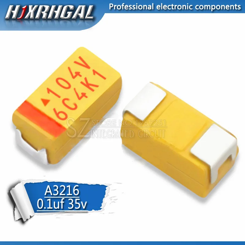 20 штук в 3216 0 1 мкФ 100nF 35V 104V SMD Танталовый конденсатор с алюминиевой крышкой