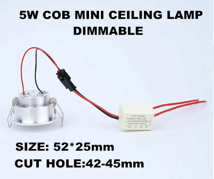 LED Downlight Dimmable COB Mini Led Spot 5W AC 85-265V LED Downlight Satin Nickel Miniature Indoor Outdoor Ceiling Spot downlighter