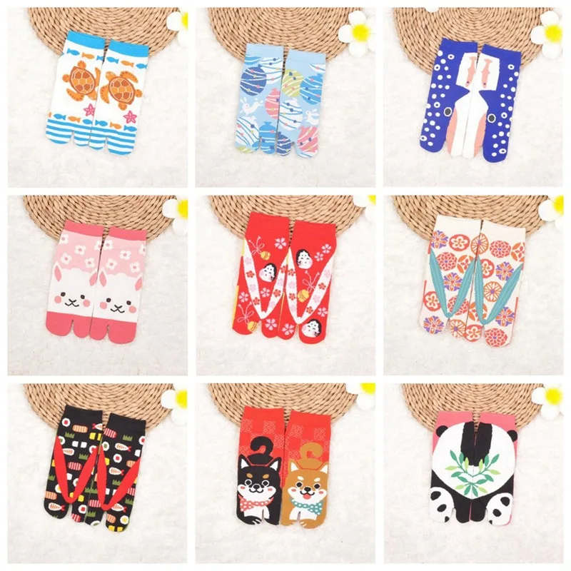 1 пара унисекс двумя пальцами носки, японский стиль хлопчатобумажные носки сумка на ногу Короткие хлопковые комнатные тапочки с члена, самурайский меч, Разделение носки с пальцами AAA0598