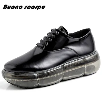

Buonoscarpe Leather Shoes Women 2019 New Summer Transparent Platform Fashion Flat Shoes Vintage Business Ladies Casual Shoes