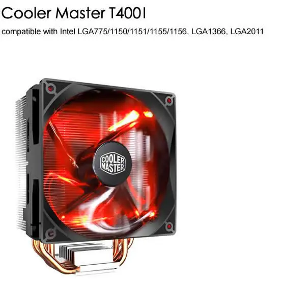 Cooler Master T400 T400i 12 см 4-контактный вентилятор для охлаждения процессора 4 медные тепловые трубки радиатор для процессора Intel 775 115X1366 2011 cpu AM4 - Цвет лезвия: T400I