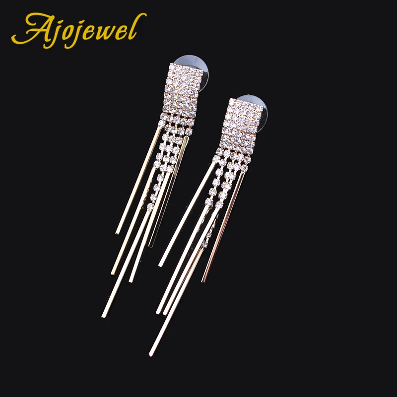 

Ajojewel Bling Rhinestone Tassel Bridal Earrings For Wedding Party Women's Drop Earrings Brass Jewelry Wholesale