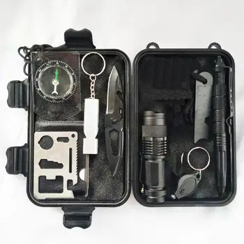 

Outdoor 9in1 Survival Kit Portable First aid Tourism Equipment Camping Tools Emergency Hiking Kit Whistle Rescue Tactical Pen