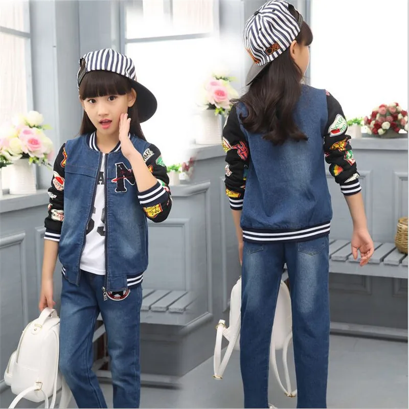 2016 new Kids Autumn suit Tong Chunqiu models of child cowboy three piece suit Childrens Sets