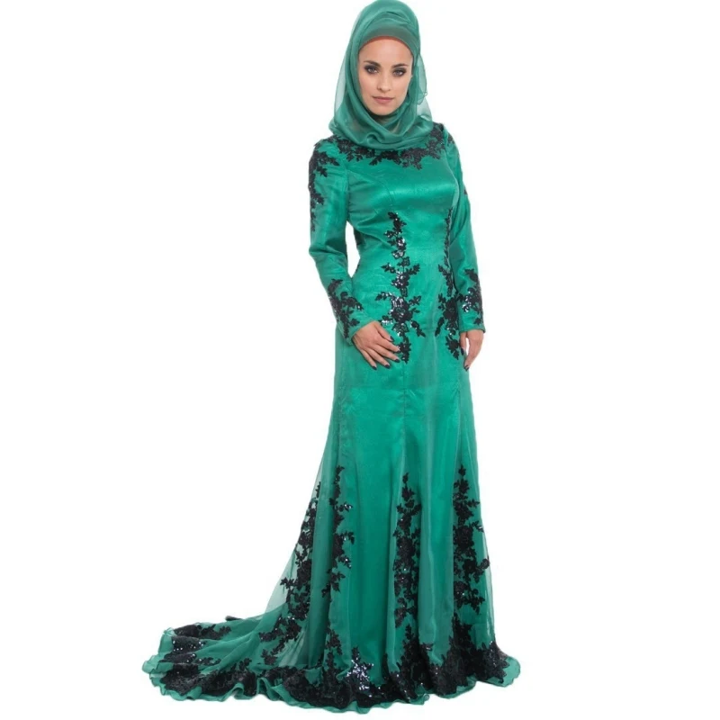2016 Arabic Muslim Long Sleeves Prom Dresses Robe de Mariage font b Hijab b font Dubai