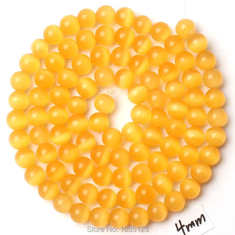 

Free Shipping AAA 4mm Yellow Color Cat Eye Stone Round Shape Gem Loose Beads Strand 15" DIY Creative Jewellery Making w2631