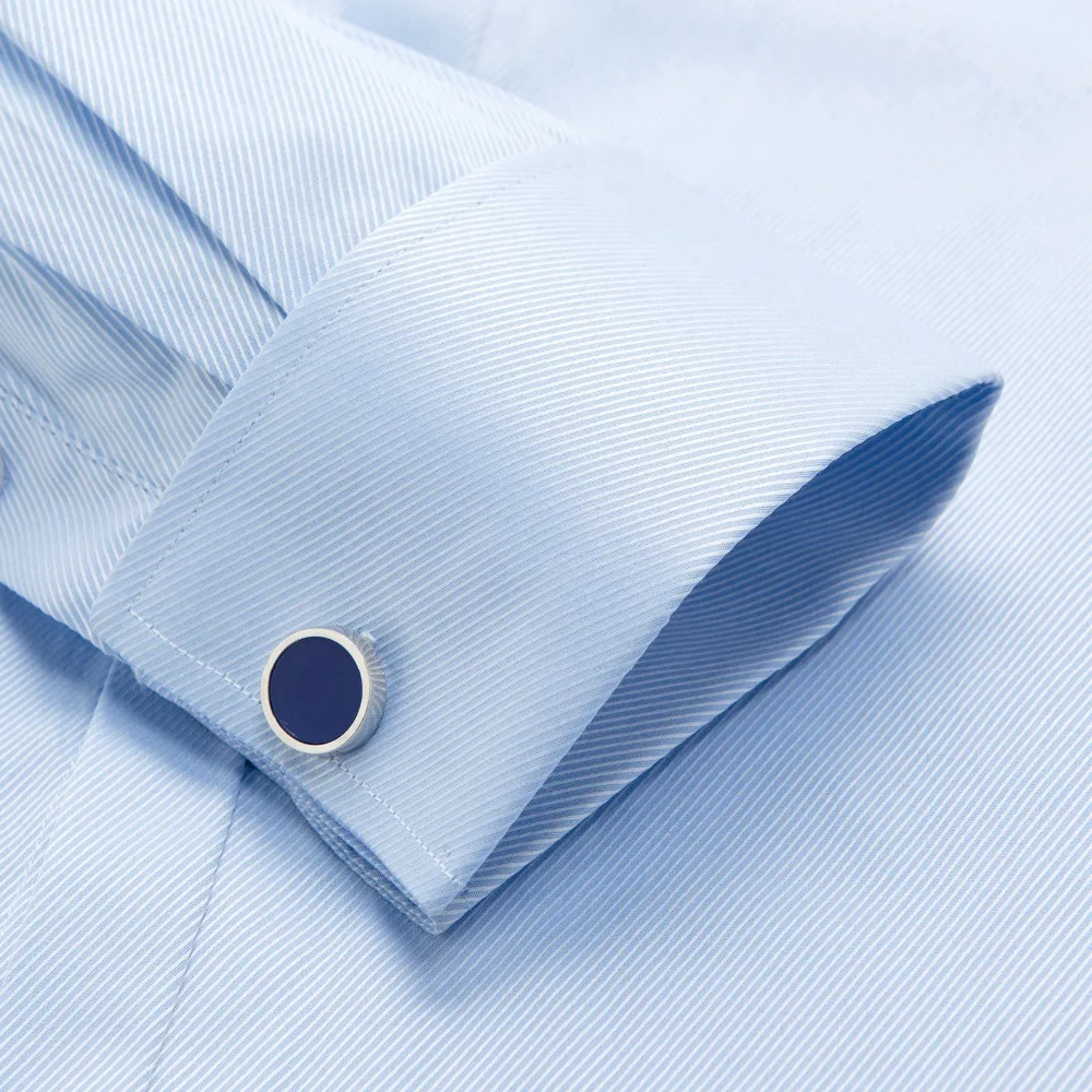 منتظم صالح خفية بلاكيت الفرنسية قمصان للرجال كم طويل مخطط الرجال اللباس قميص هدية 1 زوج أزرار أكمام بواسطة الحرية