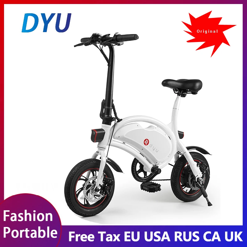 Dyu D2 Mini Scooter Eléctrico plegable, puede pedalear, ayudar, batería de litio coche eléctrico adultos 2018 nueva bicicleta eléctrica