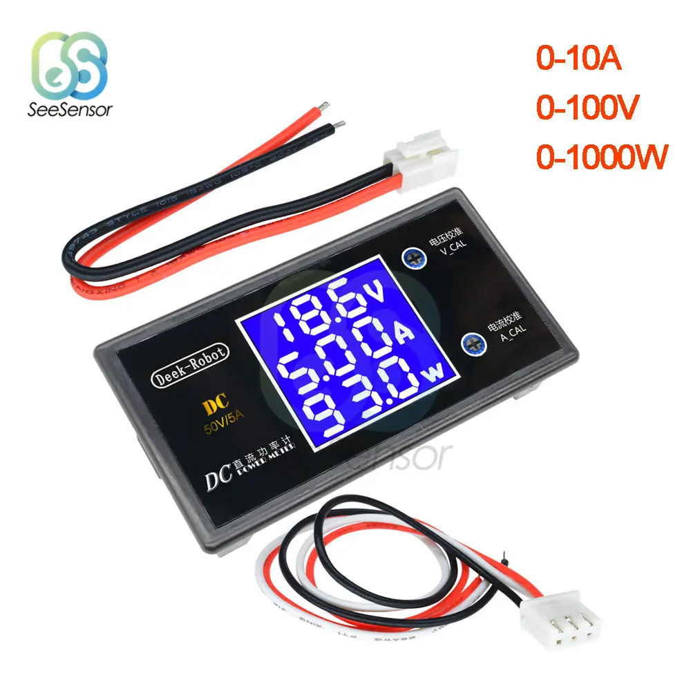 

High Power DC 12V Digital Voltmeter Ammeter Motorcycle Car Voltage Current Power Meter 100V 10A 50V 5A Volt Tester Amp Detector