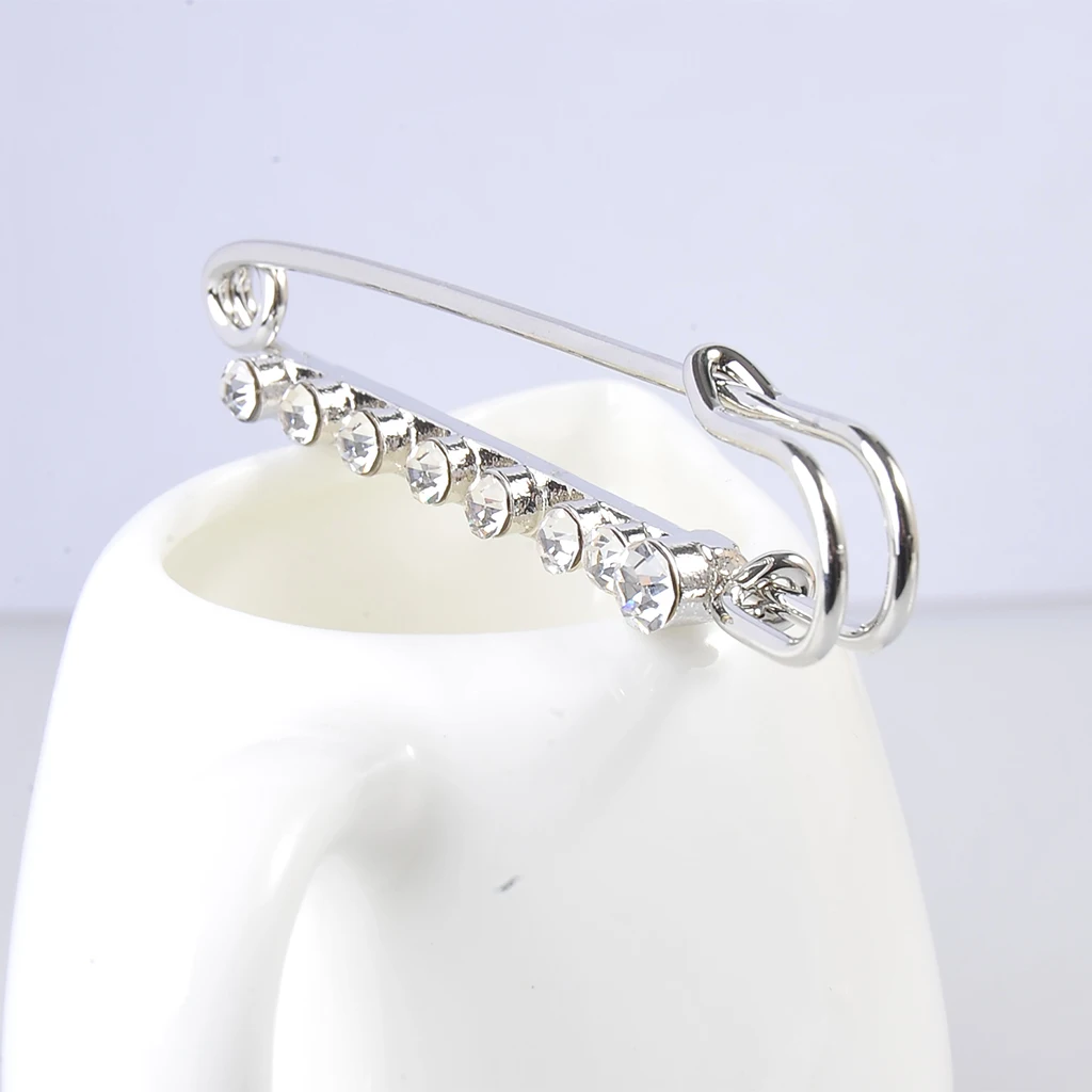 Stunning Crystal Safety Pin Scarf Coat Gown Clip Collar Lapel Pin Wedding Party Men Women Clothing Decorations
