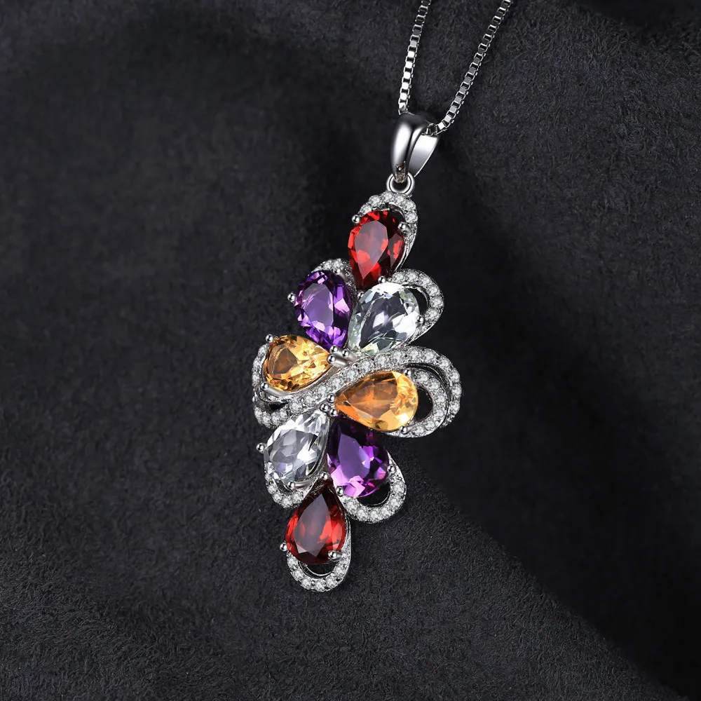 JewelryPalace 6ct натуральный аметист гранат цитрин кулон с зеленым аметистом 925 пробы