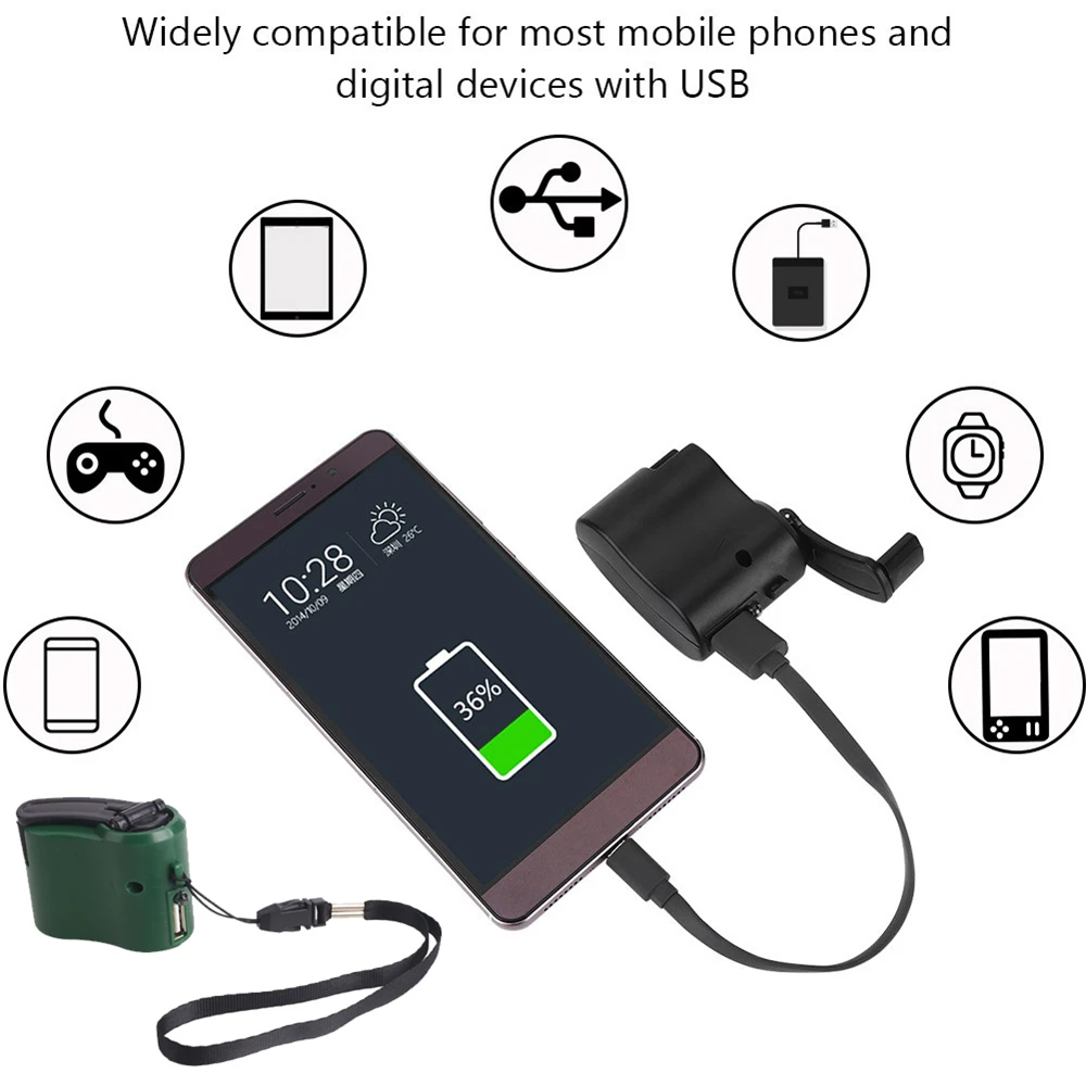 Ручной внешний телефон аварийное зарядное устройство Портативный USB шатун