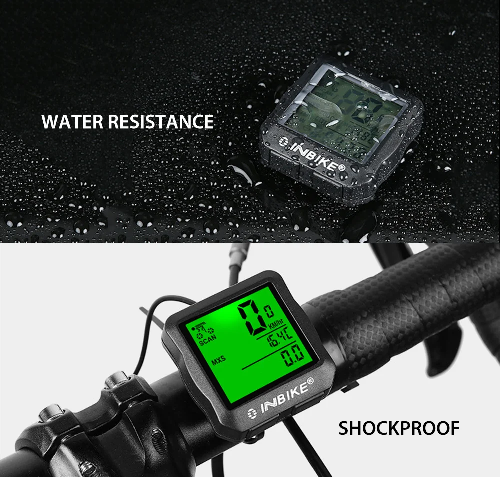 INBIKE Водонепроницаемый велосипед велосипеда компьютер портативный водонепроницаемый светящийся велосипедный Спидометр Одометр секундомер аксессуары