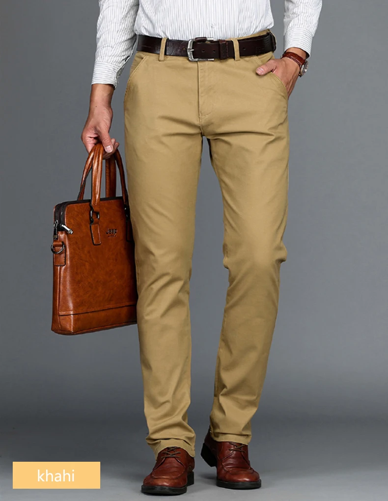 

Mens Pants High Quality Cotton Casual Pants Stretch male trousers man long Straight 4 color Plus size pant suit 42 44 46