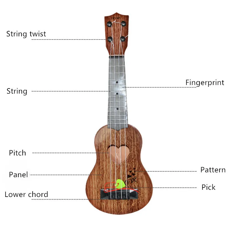 36/46 см милое Животные мини музыкальный цепи Гавайская гитара детская Гитара Музыкальные игрушки для детей образование для начинающих