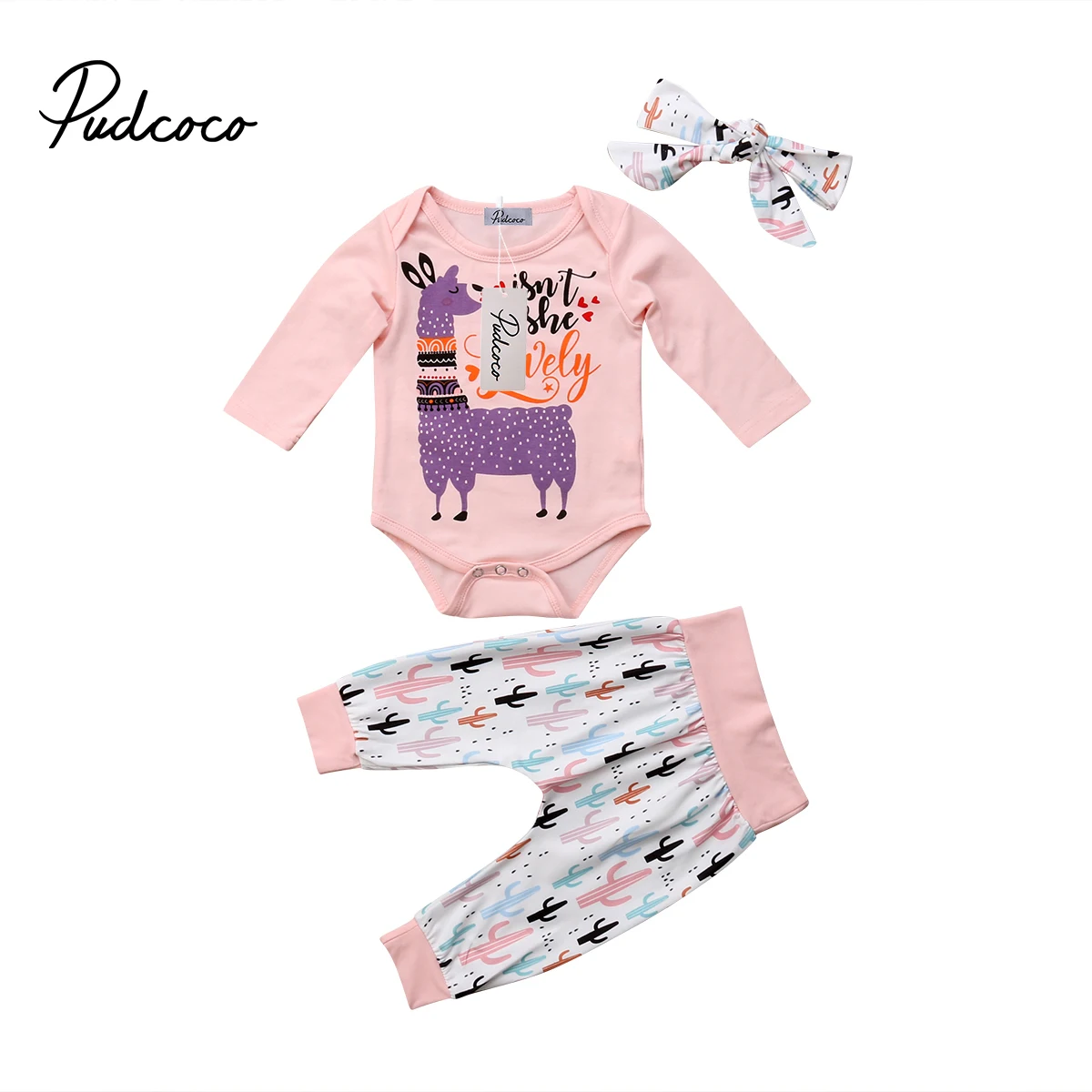 

3pcs Alpaca print Clothes Baby Boy Girl Newborn Romper Jumpsuit+Pants Outfits