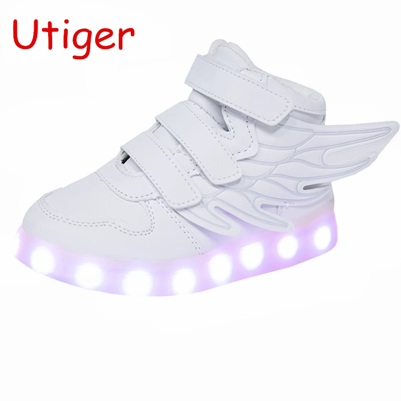 KIDS LED Luminous 7 Colors Light Up USB Charge Shoes Sneakers for Boys /& Girls