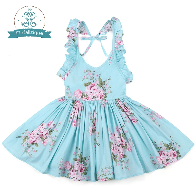 Kopen Baby Meisjes Jurk Merk Zomer Strand Stijl Bloemenprint Party Backless Jurken Voor Meisjes Vintage Peuter Meisje Kleding 1 8Yrs
