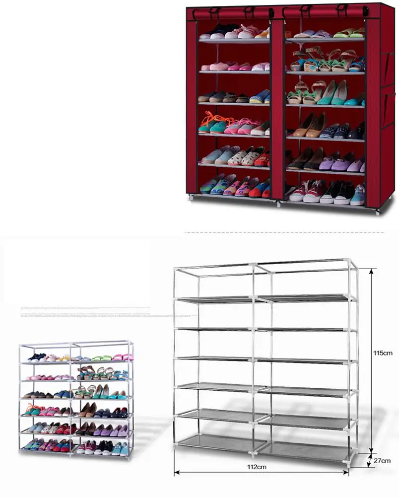 

6-Row 2-Line 12 Lattices Non-woven Fabric Shoe Rack Coffee