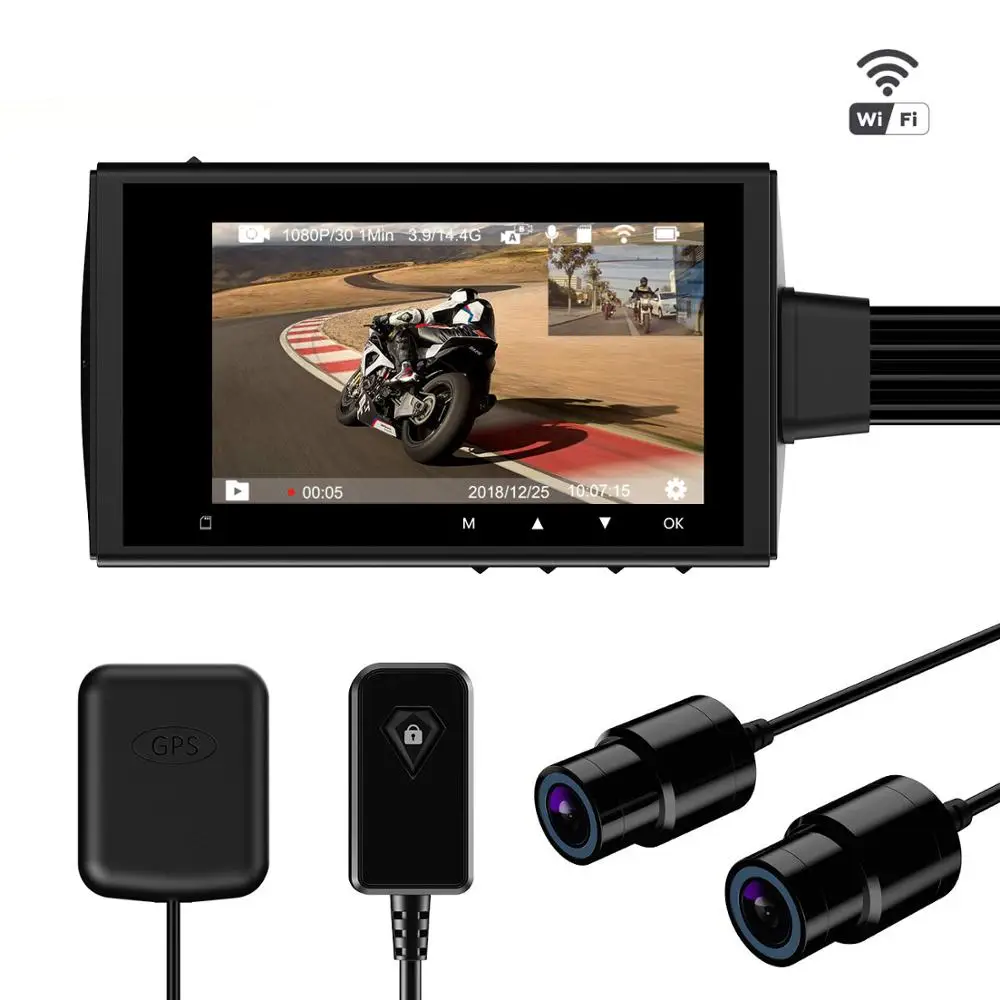 

Motowolf M3 32/64Gb Motorcycle Camera System Driving Recorder Waterproof Dual Lens 1080P Dash Cam DVR Wifi & GPS Support 256G